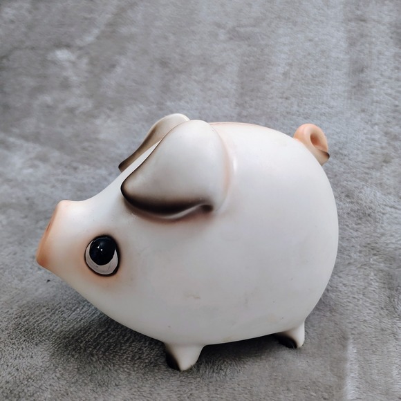 Vintage Ceramic Hog Piggy Bank Mid Century Cute Kitschy Small Big Eyes Farm - Picture 4 of 9